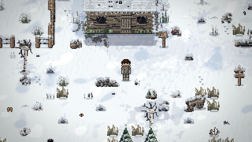 The cabin under deep snow